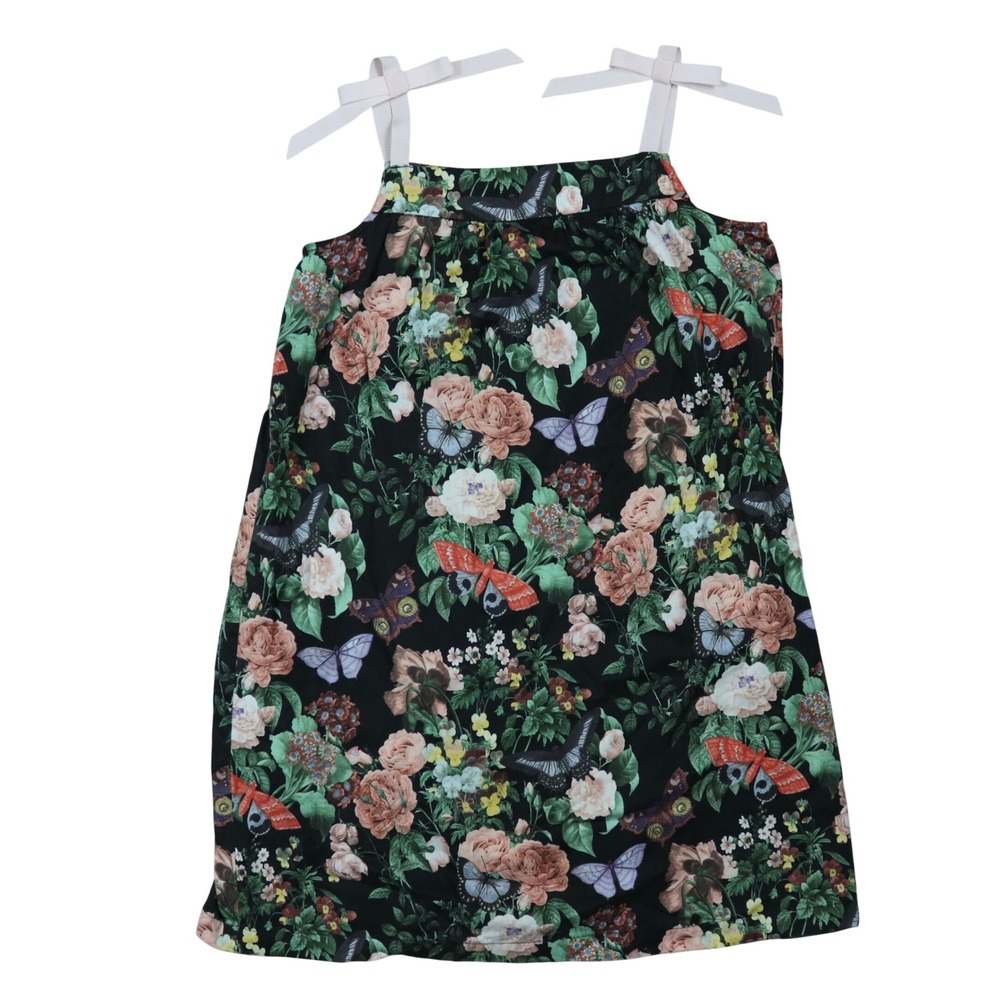 Hanna Andersson Dress Pillowcase Sundress Floral Butterfly Tie Shoulder Sz 110